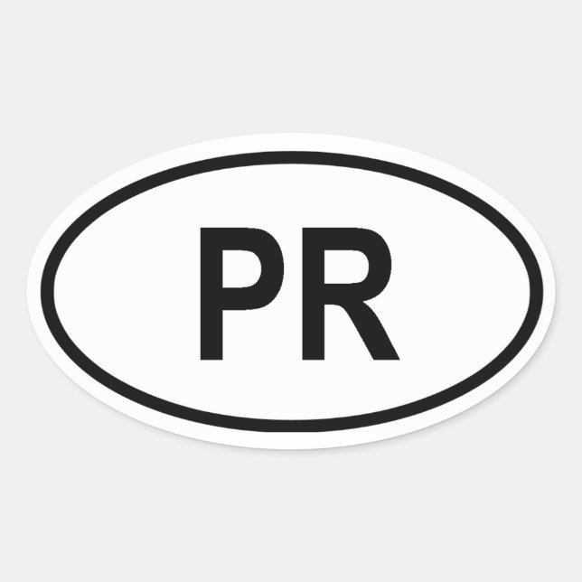 Puerto Rico "PR" Ovaler Aufkleber (Vorderseite)