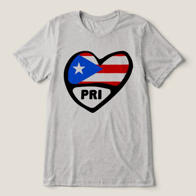 Puerto Rico PRI Herzenflagge Tri-Blend Shirt (Design Vorderseite)