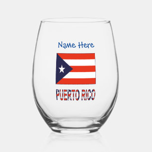 Puerto Rico Puerto-ricanische Flagge Blau Personal Weinglas Ohne Stiel