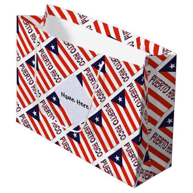 Puerto Rico Puerto Rico Flag Personalisiert geteer Große Geschenktüte (Vorderseite Schrägansicht)