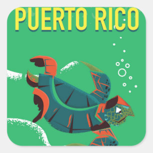 Puerto Rico Reiseplakat Quadratischer Aufkleber