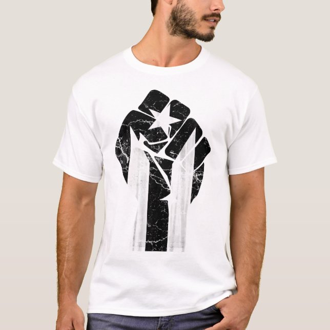 Puerto Rico Resiste Black Flag T-Shirt (Vorderseite)