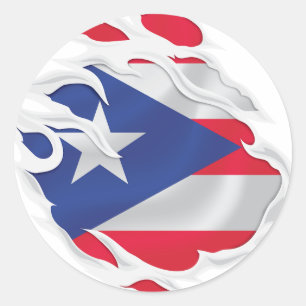 Puerto Rico Ripped Flag Runder Aufkleber