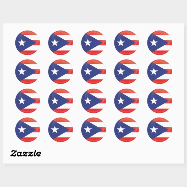 Puerto Rico Round Icon Flag Runder Aufkleber (Blatt)