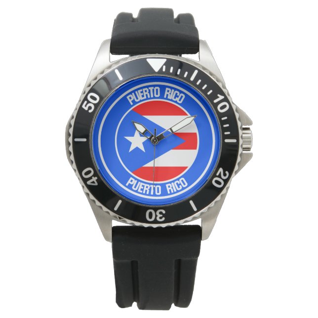 Puerto Rico RundEmblem Armbanduhr (Vorderseite)