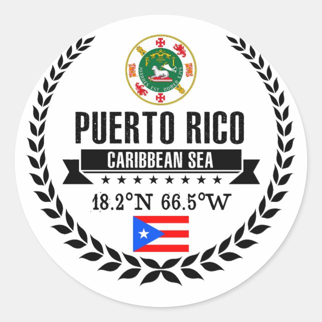 Puerto Rico Runder Aufkleber (Vorderseite)