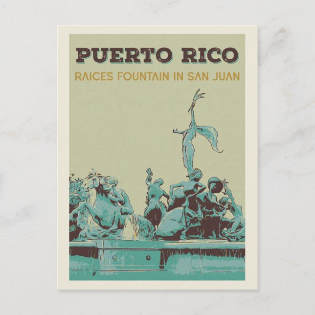 Puerto Rico, San Juan, Raíces Fountain Postkarte (Vorderseite)
