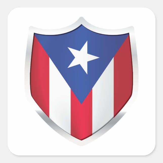 Puerto Rico Silberschildflagge Quadratischer Aufkleber (Vorderseite)