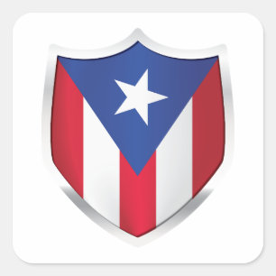 Puerto Rico Silberschildflagge Quadratischer Aufkleber