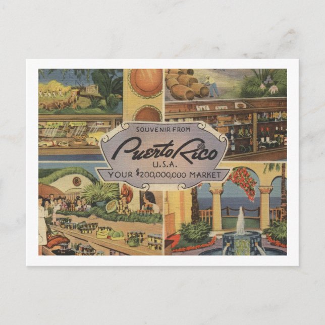 Puerto Rico Souvenir 1950er Vintag Inspiriert Postkarte (Vorderseite)