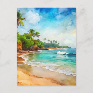 Puerto Rico Strand Aquarell Postkarte