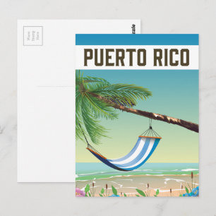 Puerto Rico Strand Reiseplakat. Postkarte