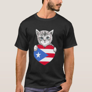 Puerto Rico Süße Katze Boricua Flagge Herz Puerto T-Shirt