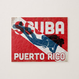 Puerto Rico-Taucher - Blau Retro