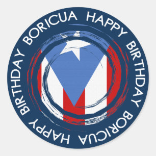 Puerto Rico : Thema der Flaggen: Geburtstag Boricu Runder Aufkleber
