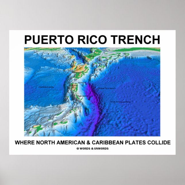 Puerto Rico Trench Wo Nordamerika Karibik Poster (Vorne)