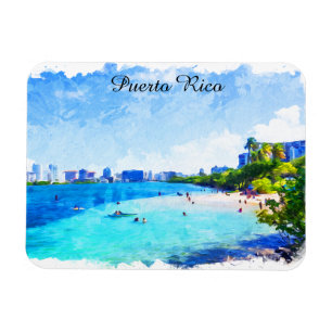 Puerto Rico Tropical Wasserfarben Malerei Magnet
