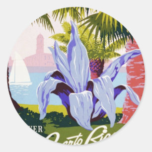 Puerto Rico U.S.A., WPA Tourismus und Parkplakat Runder Aufkleber