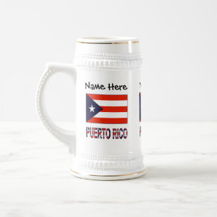 Puerto Rico und Puerto-ricanische Flagge mit Ihrem Bierglas