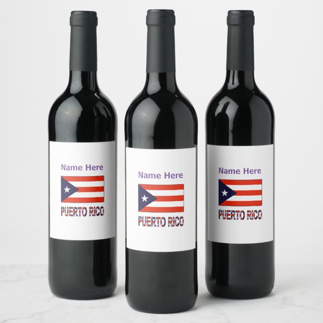 Puerto Rico und Puerto Rico Flag Personalisiert Weinetikett (Flaschen)