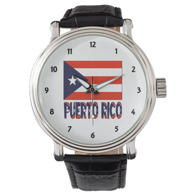 Puerto Rico und Puerto-Rico-Flagge Armbanduhr (Vorderseite)