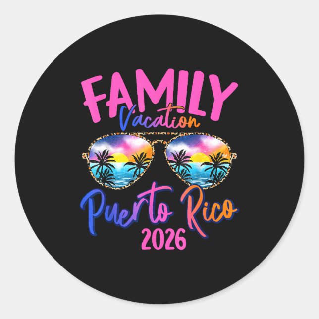 Puerto Rico Vacation 2026 Souvenir Matching Family Runder Aufkleber (Vorderseite)