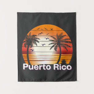 Puerto Rico Vintag Palm Trees Summer Beach Wandteppich