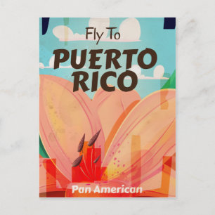 Puerto Rico Vintage-Blumen-Reiseposter Postkarte