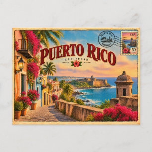 Puerto Rico Vintage-Reise Kunst Postkarte