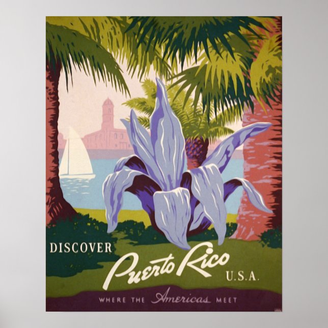 Puerto Rico Vintage Reiseplaner Kunst, Dichtung un Poster (Vorne)
