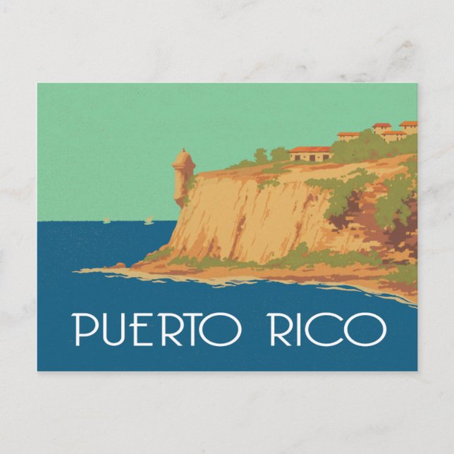 Puerto Rico Vintage Szene Postkarte (Vorderseite)