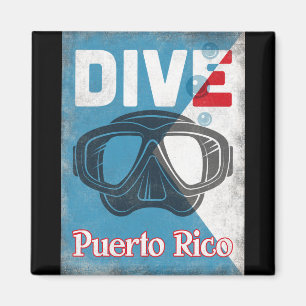 Puerto Rico Vintage Tauchmaske Magnet