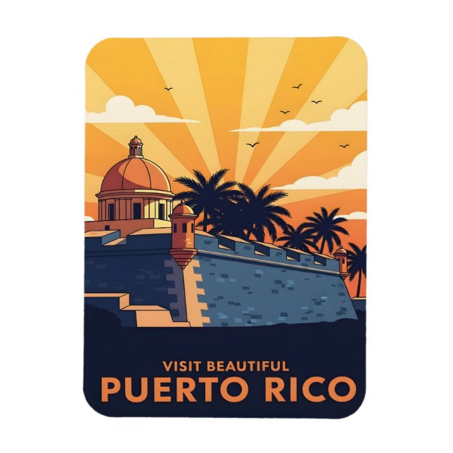 Puerto Rico Vintage travel Magnet (Vertikal)