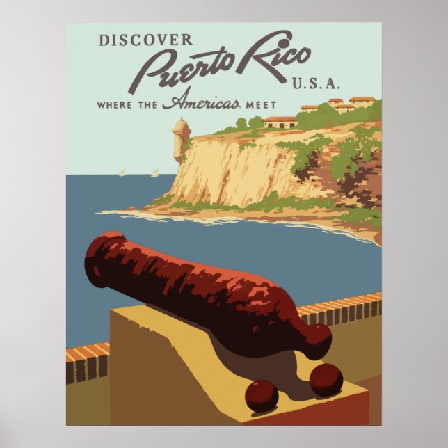 Puerto-Rico Vintage Travel Poster (Vorne)