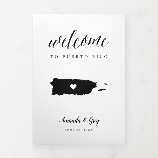 Puerto Rico Wedding Welcome Letter & Itinerary Dreifach-gefaltete Programmkarte (Cover)