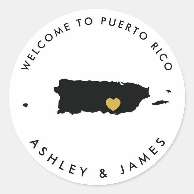 Puerto Rico Wedding Willkommensticker für Box, Bag Runder Aufkleber (Vorderseite)