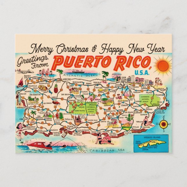 Puerto Rico Weihnachtsgrüße Postkarte (Vorderseite)