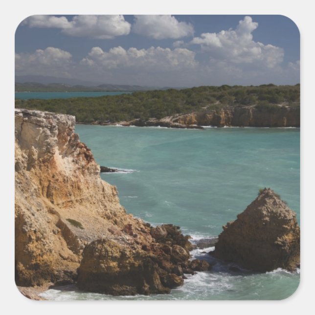 Puerto Rico, Westküste, Cabo Rojo, Küste 3 Quadratischer Aufkleber (Vorderseite)