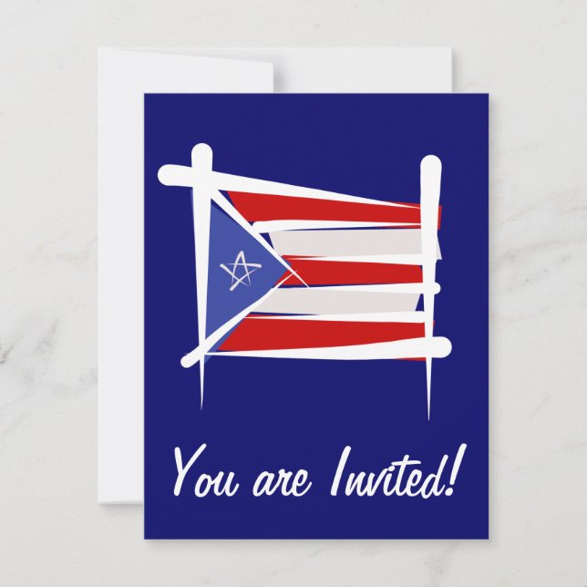 Puerto- Ricobürsten-Flagge Einladung (Vorderseite)