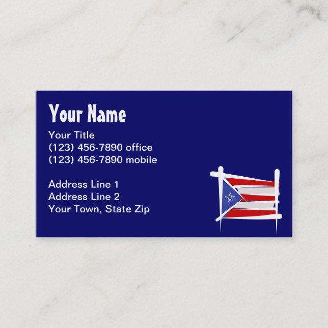 Puerto- Ricobürsten-Flagge Visitenkarte (Vorderseite)