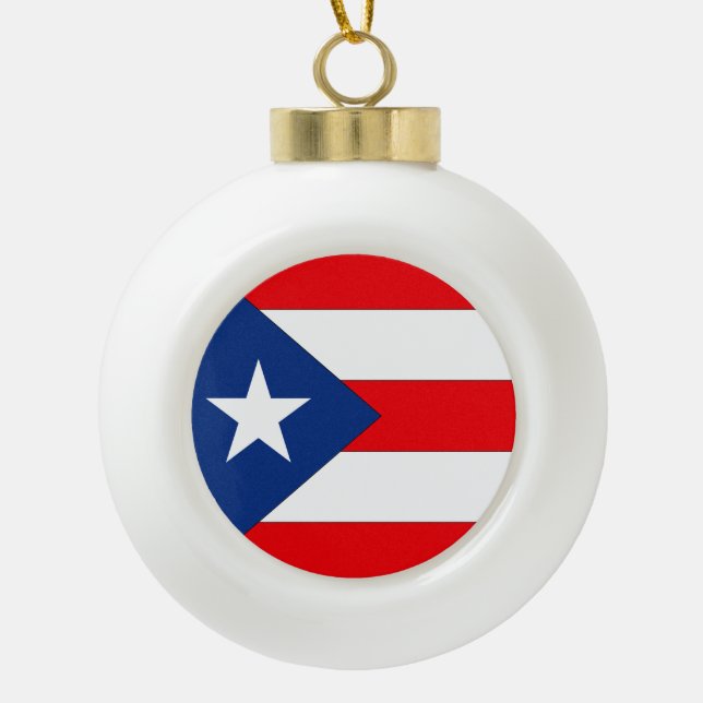 Puerto- Ricoflagge Keramik Kugel-Ornament (Vorderseite)