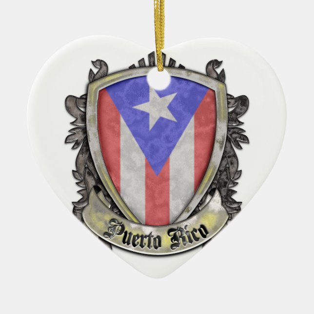 Puerto- Ricoflagge - Schild-Wappen Keramikornament (Vorne)