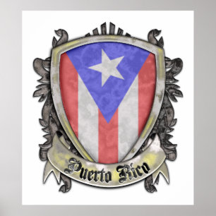 Puerto- Ricoflagge - Schild-Wappen Poster