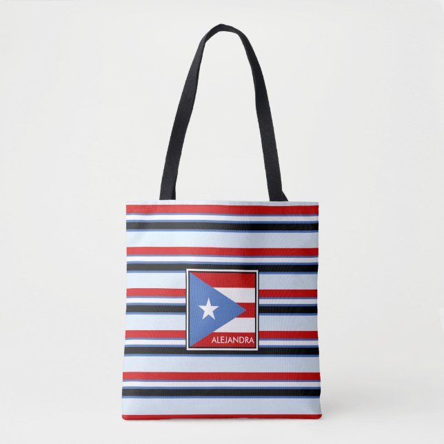 Puerto Ricoflagge und -streifen personalisiert Tasche (Vorderseite)