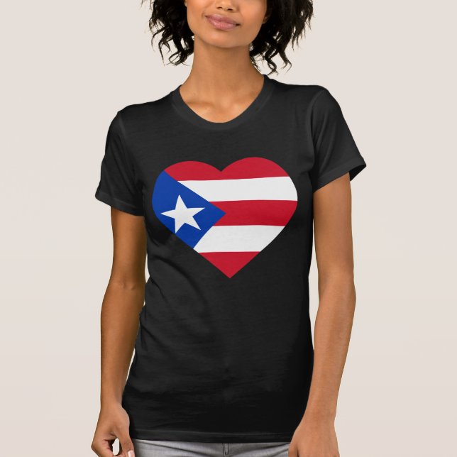 Puerto- Ricoflaggen-Herz T-Shirt (Vorderseite)
