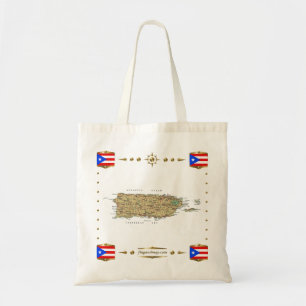 Puerto- Ricokarte + Flaggen-Tasche Tragetasche