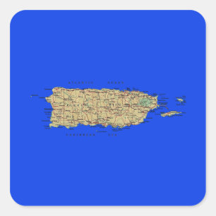 Puerto- Ricokarten-Aufkleber Quadratischer Aufkleber