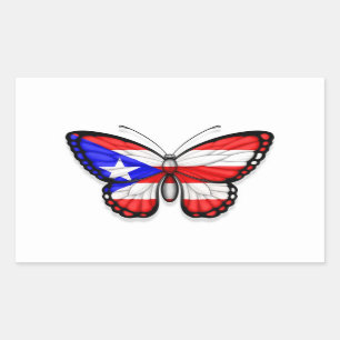 Puerto- Ricoschmetterlings-Flagge Rechteckiger Aufkleber