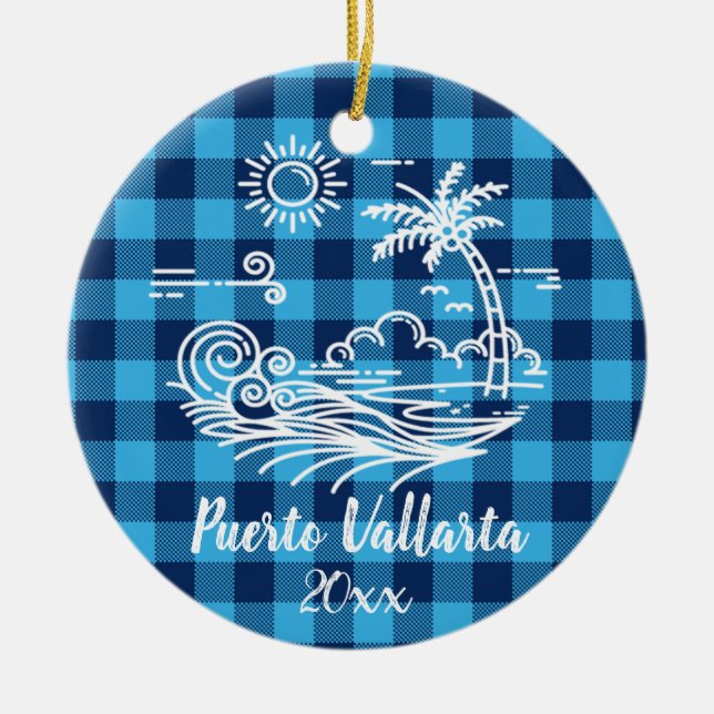 Puerto Vallarta Blue Buffala Karo Keramik Ornament (Vorne)