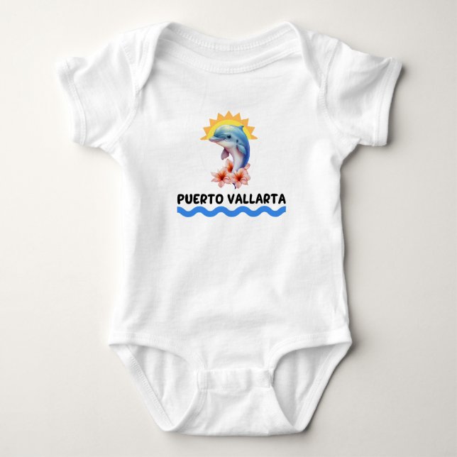 Puerto Vallarta Dolphin Baby Strampler (Vorderseite)